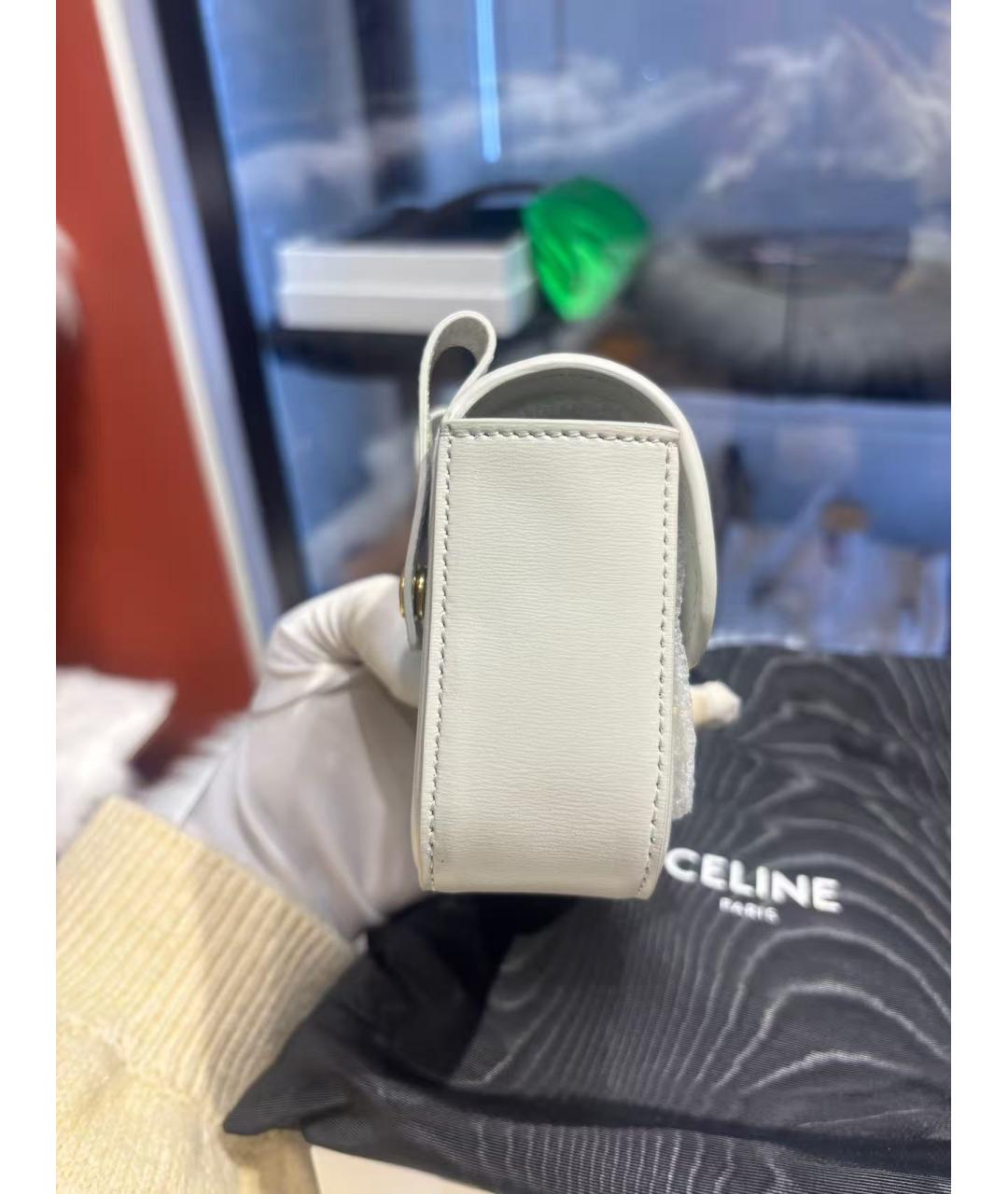 CELINE Белая кожаная сумка через плечо, фото 3