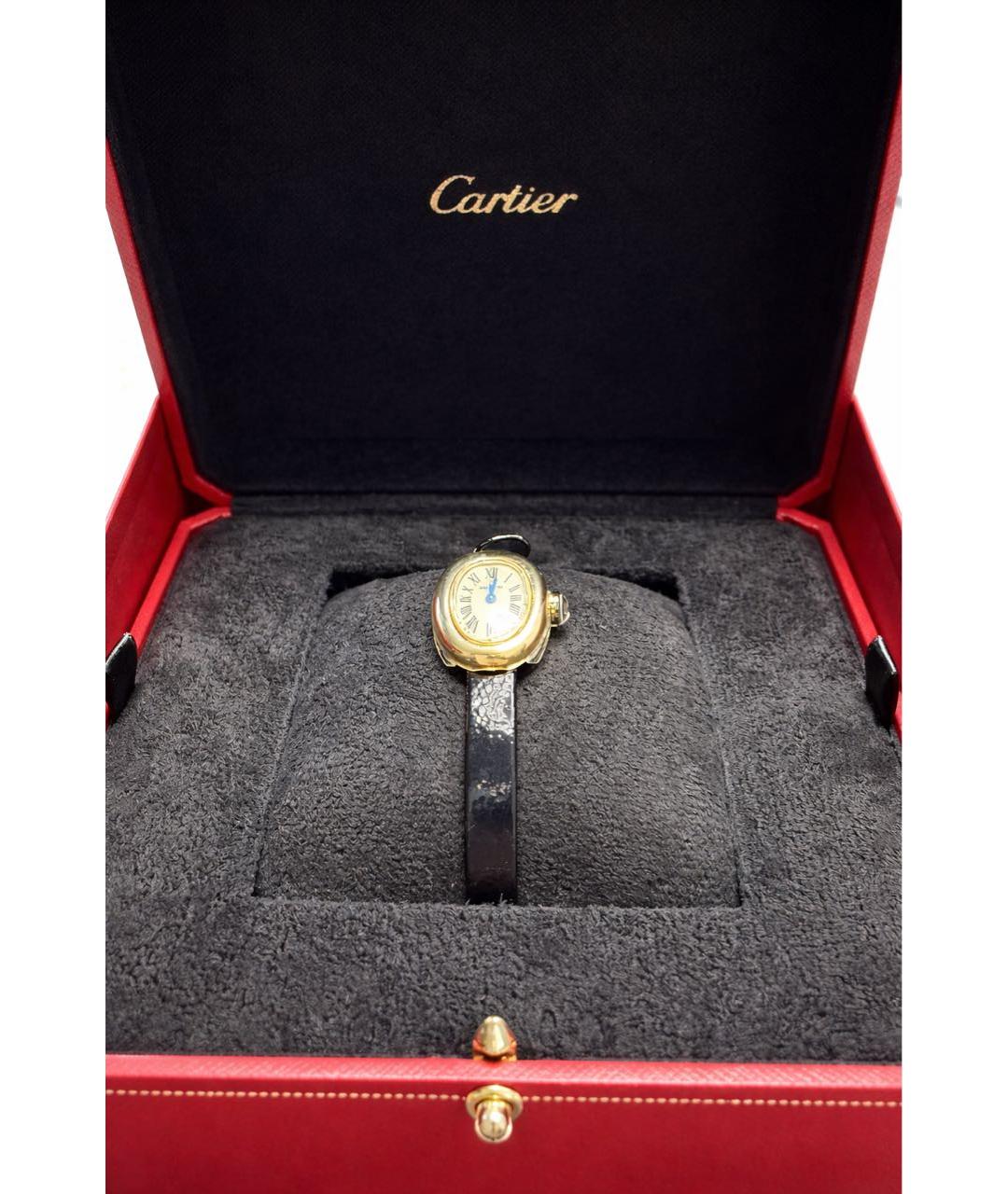 CARTIER Черные часы из желтого золота, фото 2