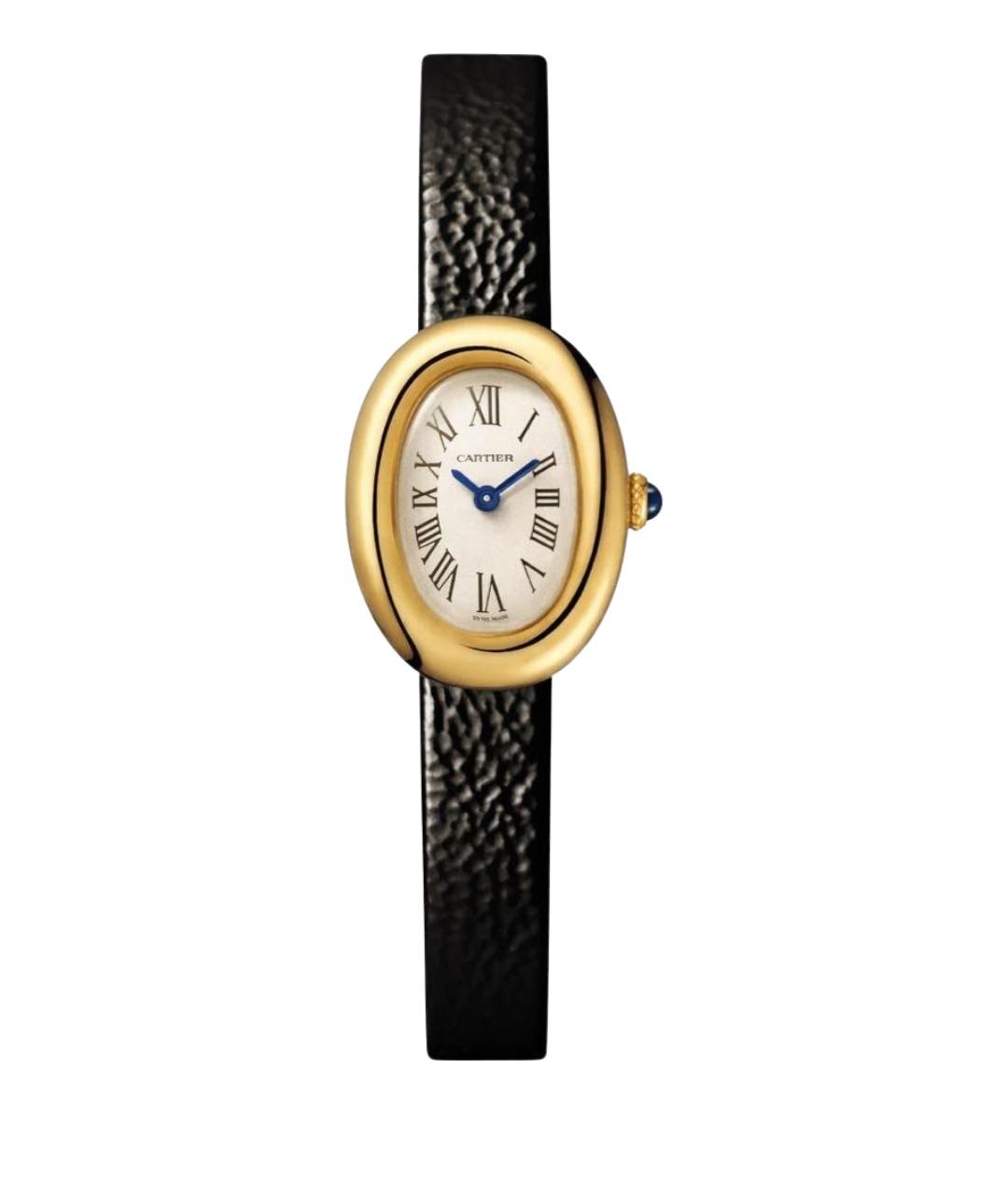 CARTIER Черные часы из желтого золота, фото 1