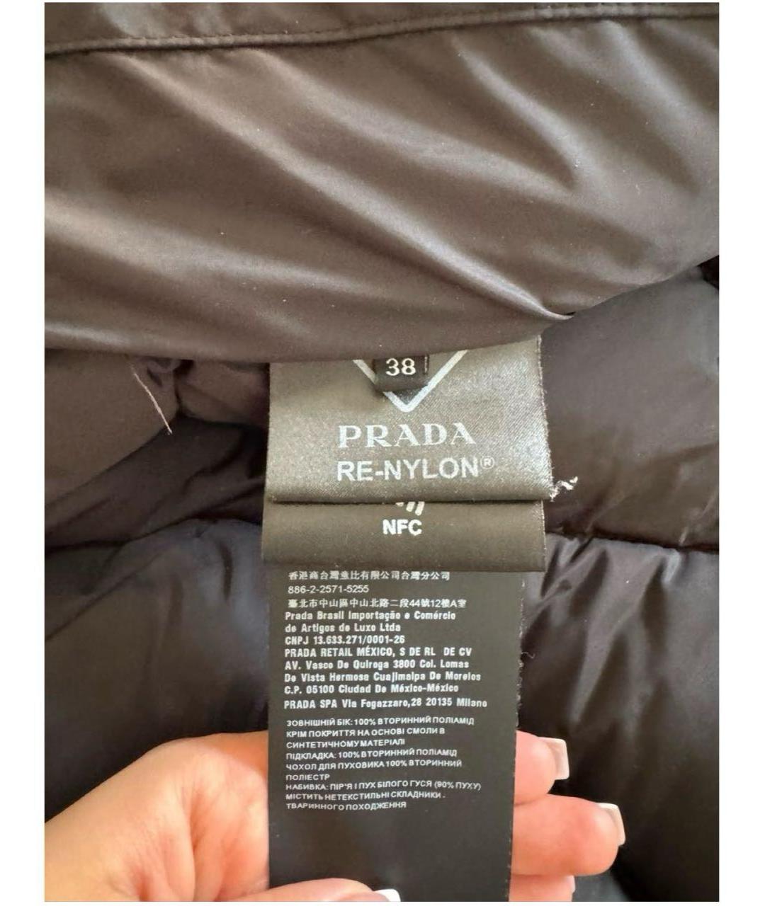 PRADA Черный полиэстеровый пуховик, фото 5