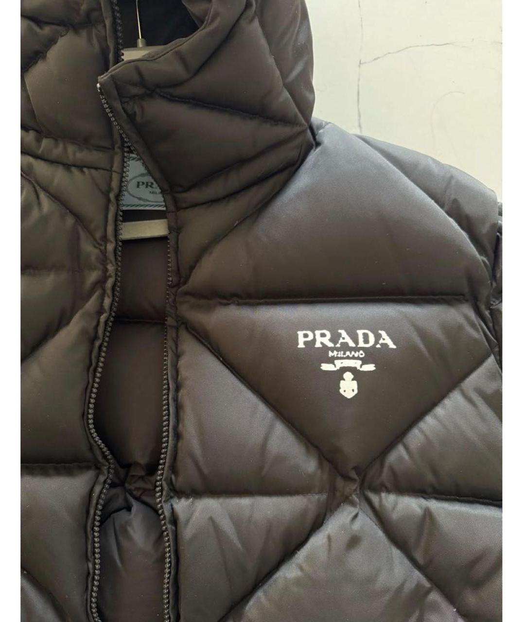 PRADA Черный полиэстеровый пуховик, фото 4