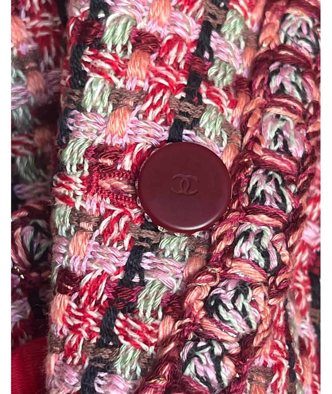 CHANEL Бордовый твидовый жакет/пиджак, фото 2