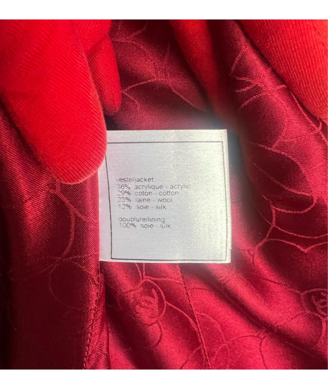 CHANEL Бордовый твидовый жакет/пиджак, фото 8