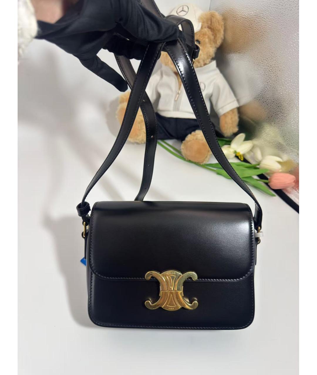 CELINE Черная кожаная сумка через плечо, фото 4