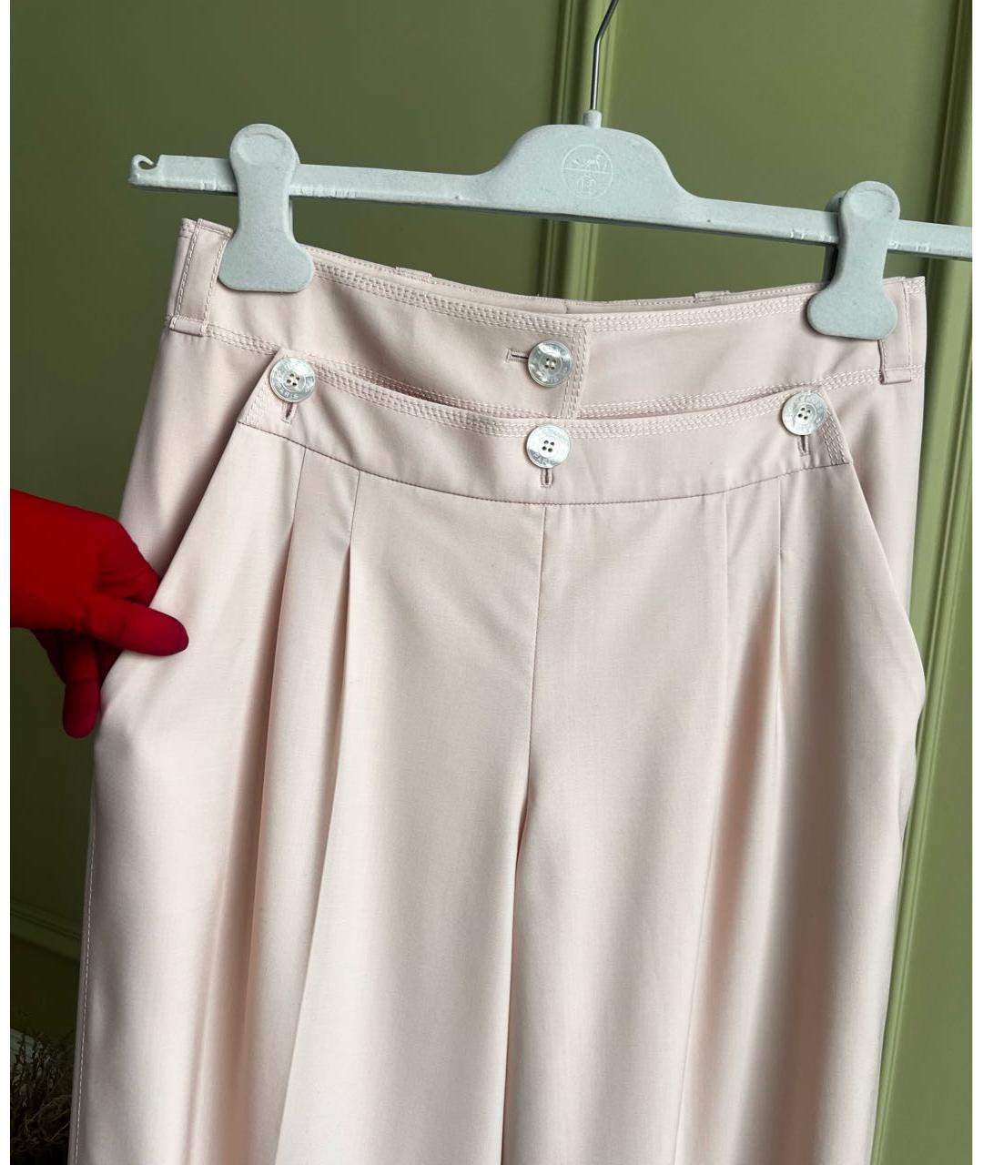 HERMES Розовые шерстяные брюки широкие, фото 2