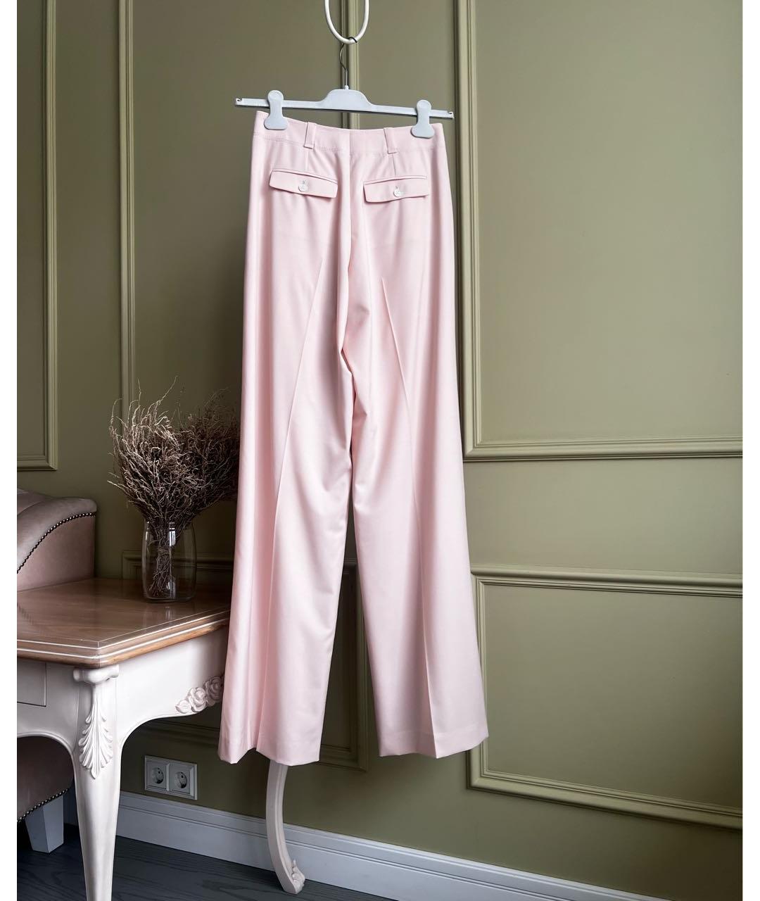 HERMES Розовые шерстяные брюки широкие, фото 7