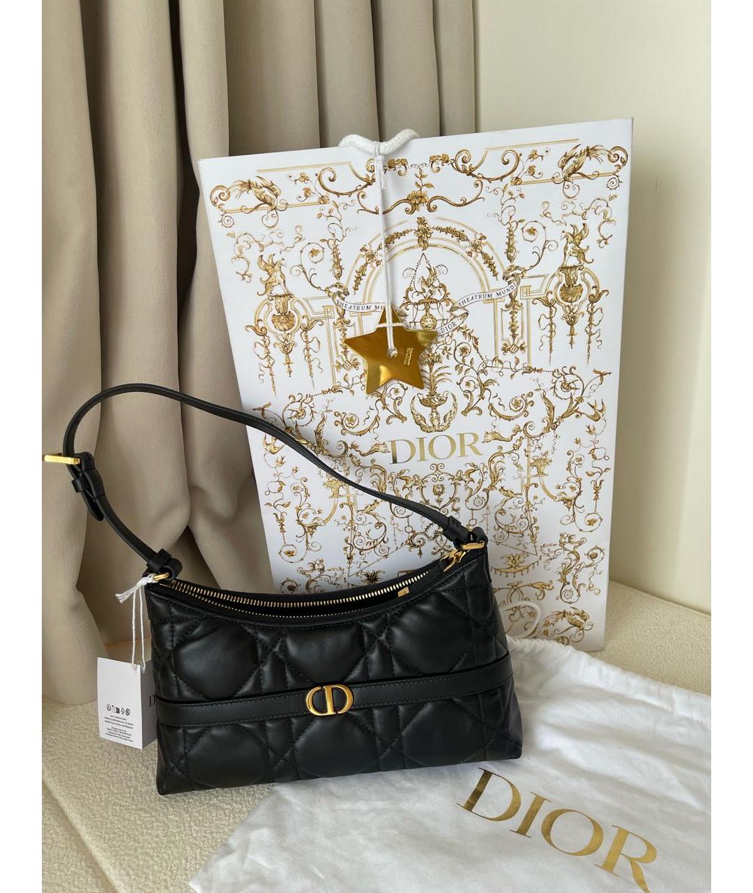 CHRISTIAN DIOR Черная кожаная сумка через плечо, фото 2