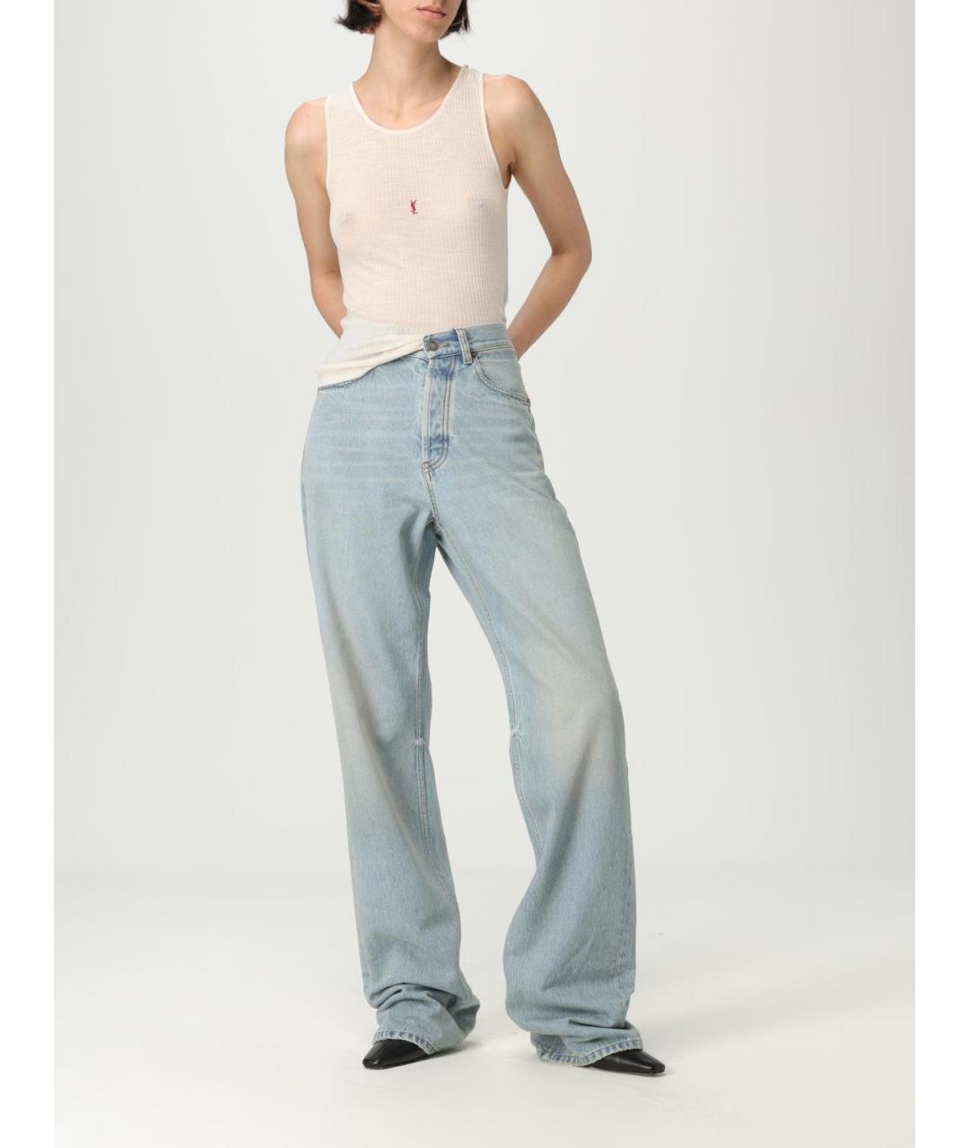 SAINT LAURENT Бежевая полиэстеровая майка, фото 3