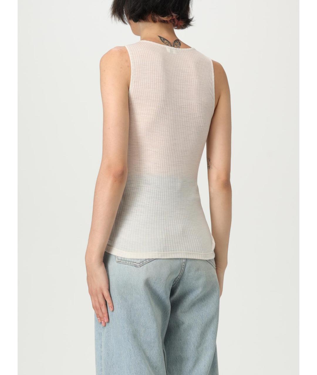 SAINT LAURENT Бежевая полиэстеровая майка, фото 4