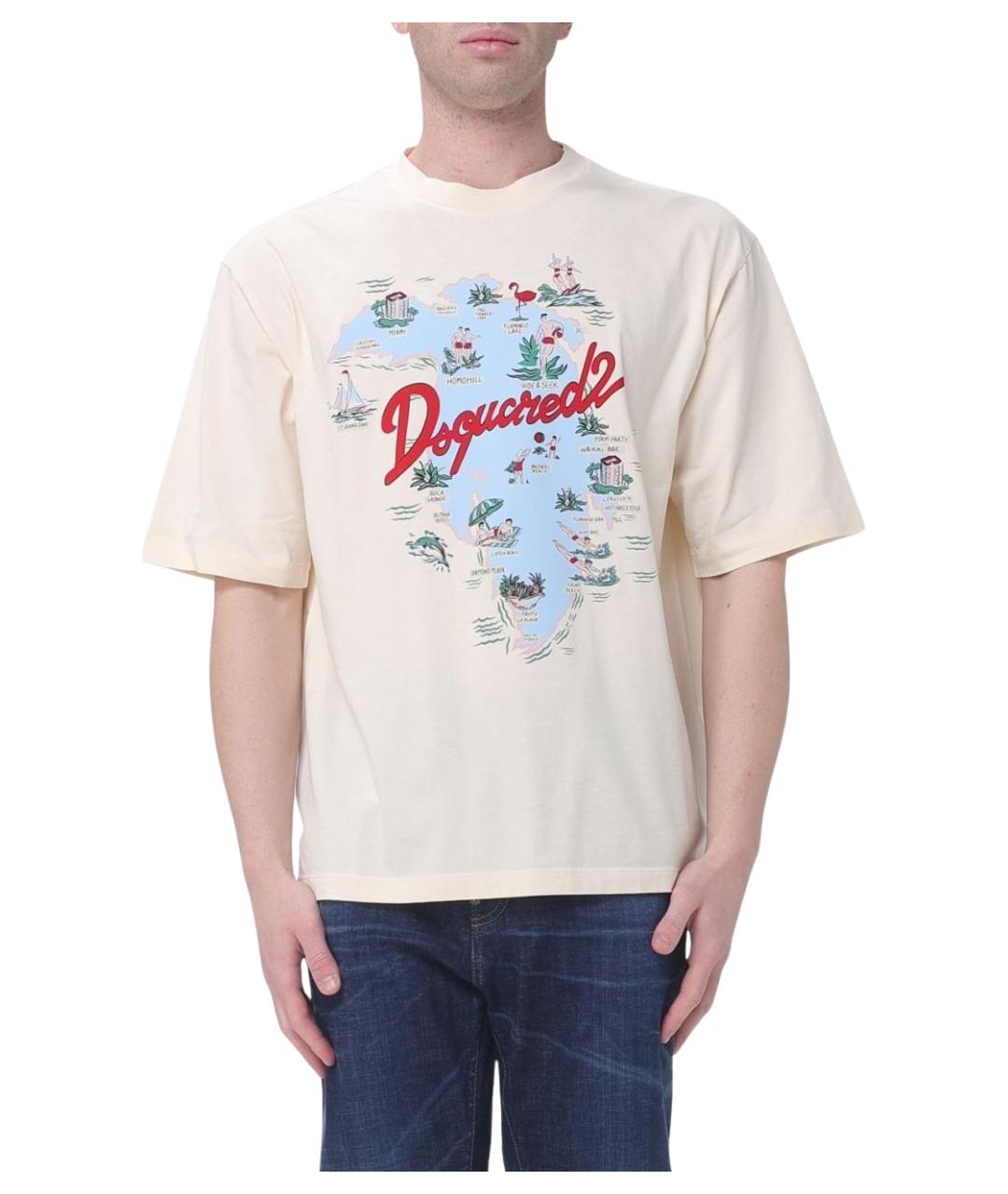 DSQUARED2 Бежевая хлопковая футболка, фото 1