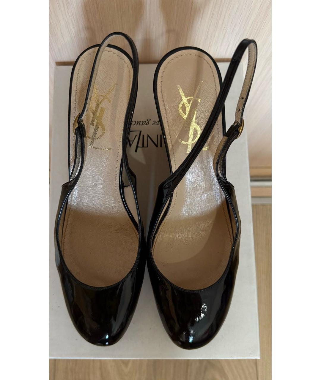 SAINT LAURENT Черные босоножки из лакированной кожи, фото 2