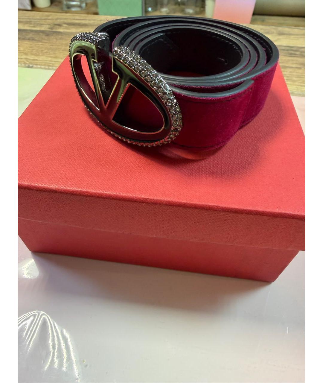 VALENTINO Бордовый замшевый ремень, фото 6
