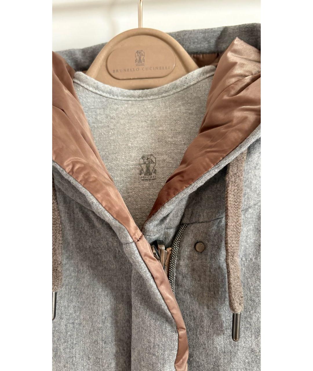 BRUNELLO CUCINELLI Серый шерстяной пуховик, фото 5