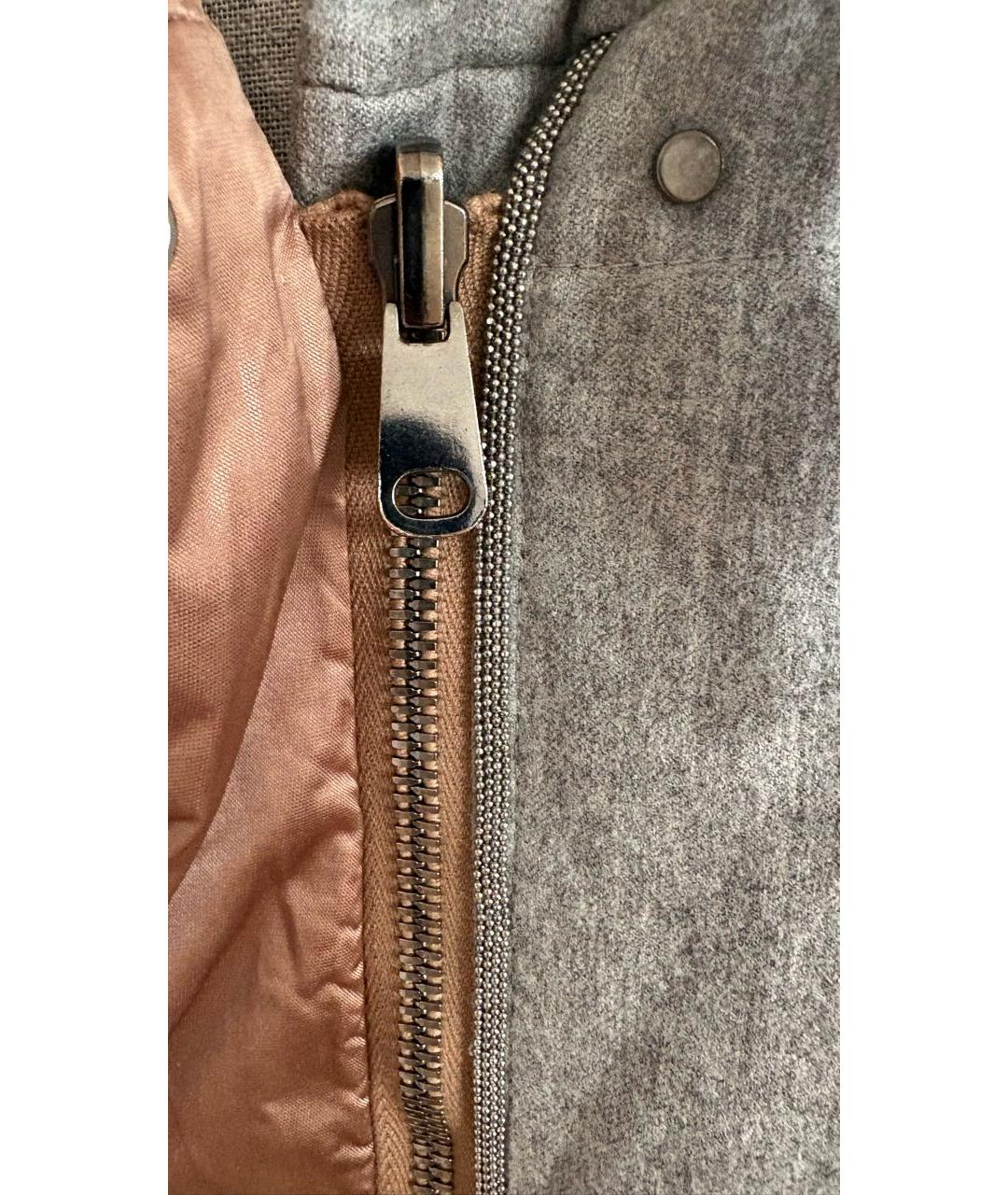 BRUNELLO CUCINELLI Серый шерстяной пуховик, фото 3