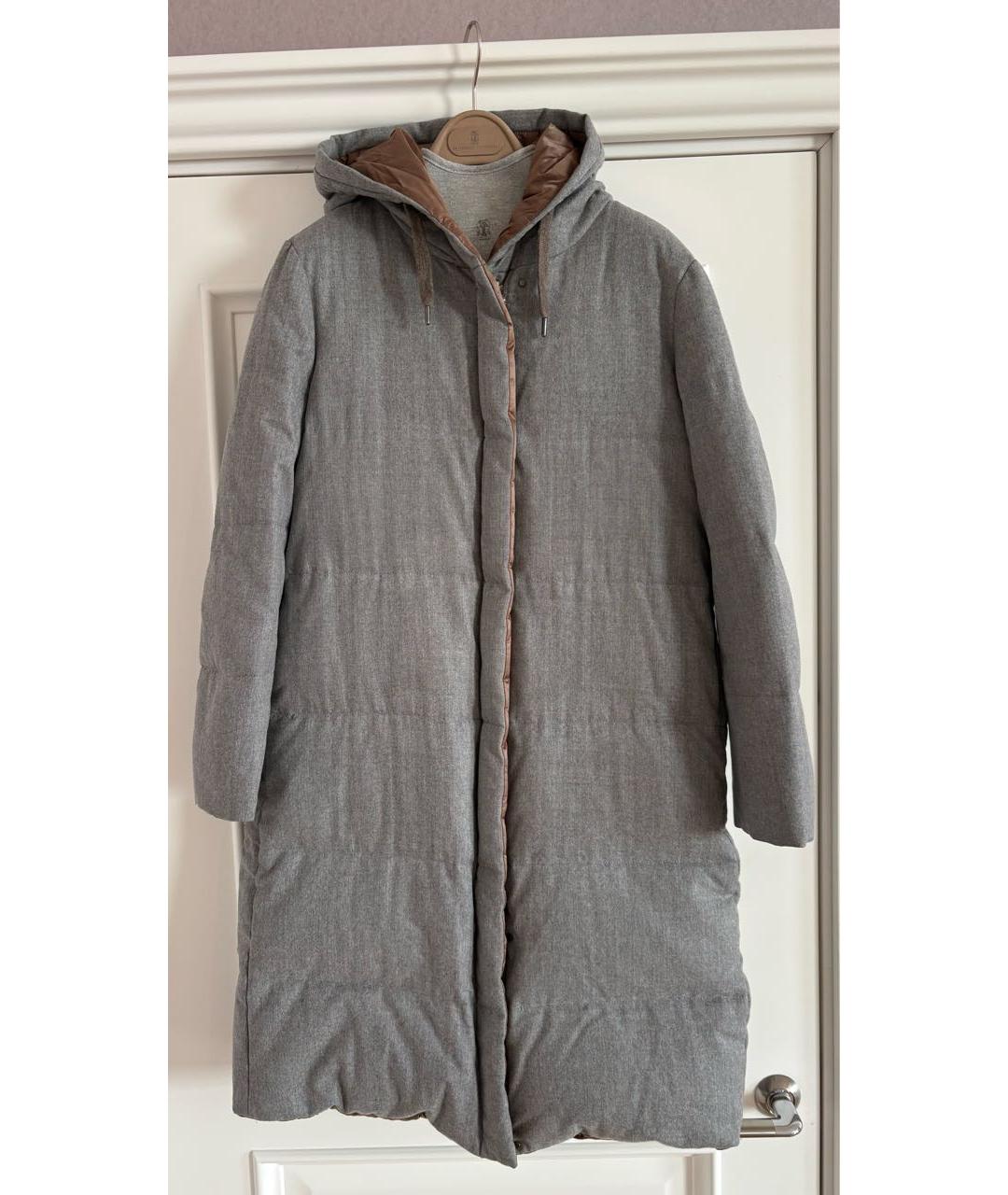 BRUNELLO CUCINELLI Серый шерстяной пуховик, фото 2