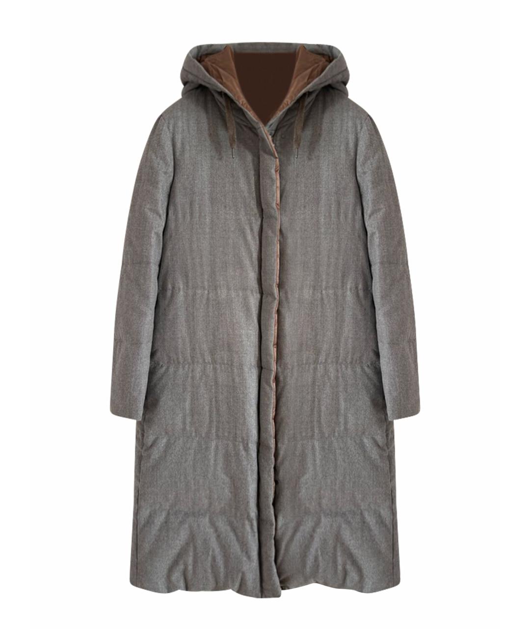 BRUNELLO CUCINELLI Серый шерстяной пуховик, фото 1