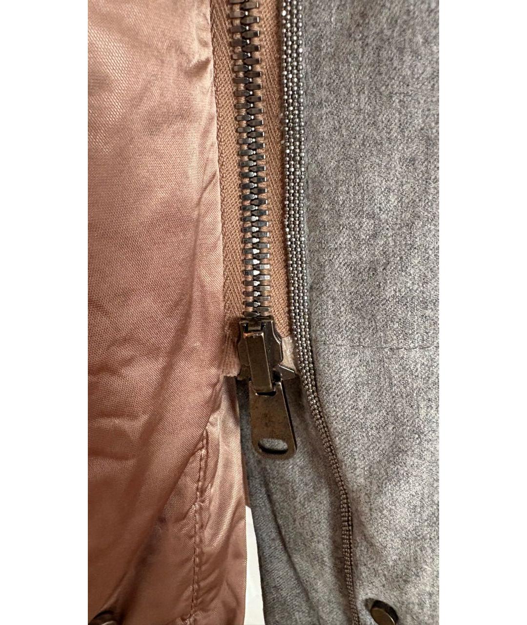 BRUNELLO CUCINELLI Серый шерстяной пуховик, фото 4