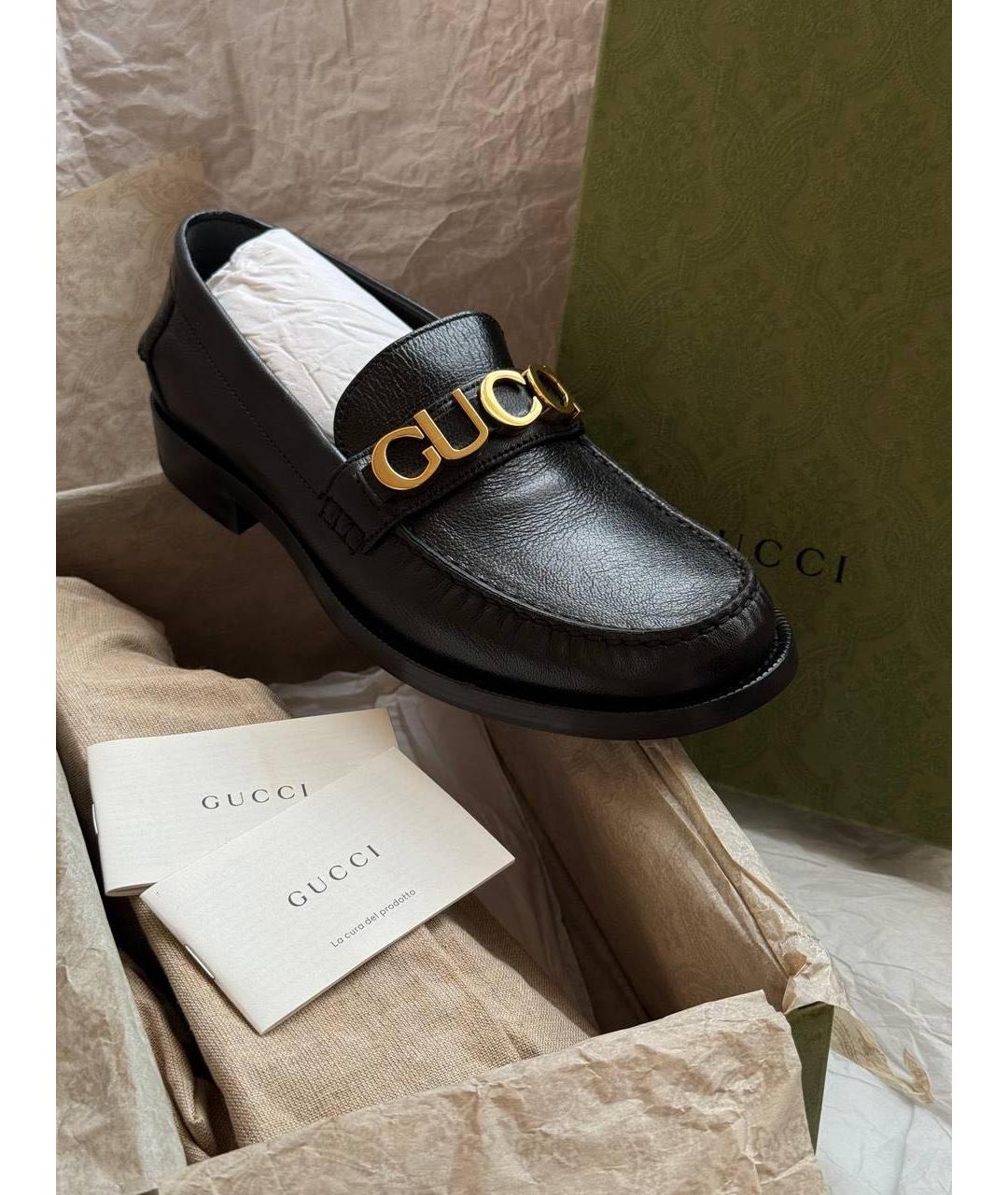 GUCCI Черные кожаные лоферы, фото 3