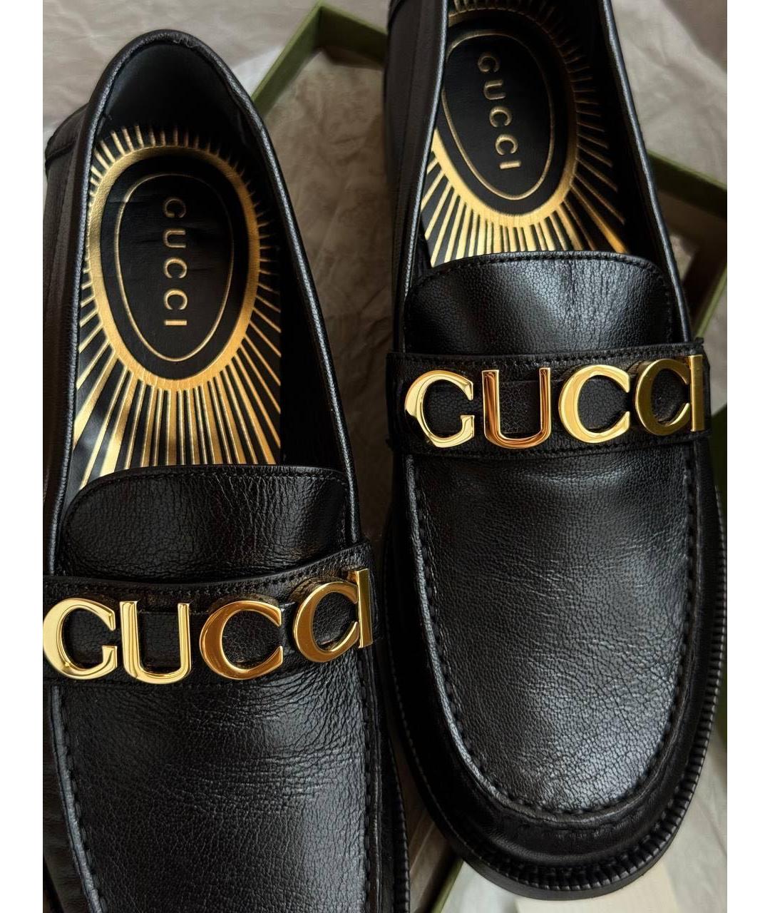 GUCCI Черные кожаные лоферы, фото 6