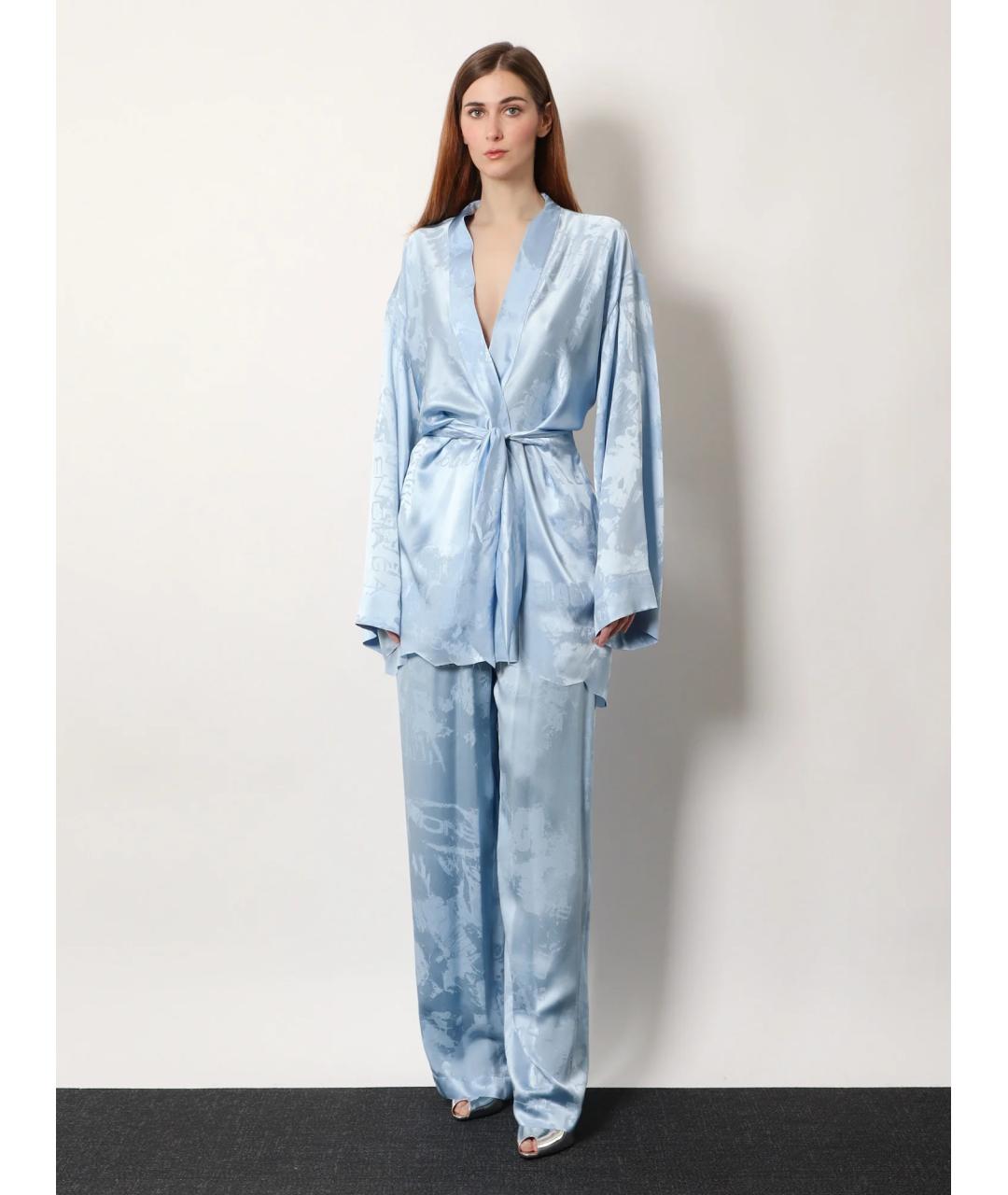 BALENCIAGA Голубое шелковое коктейльное платье, фото 2