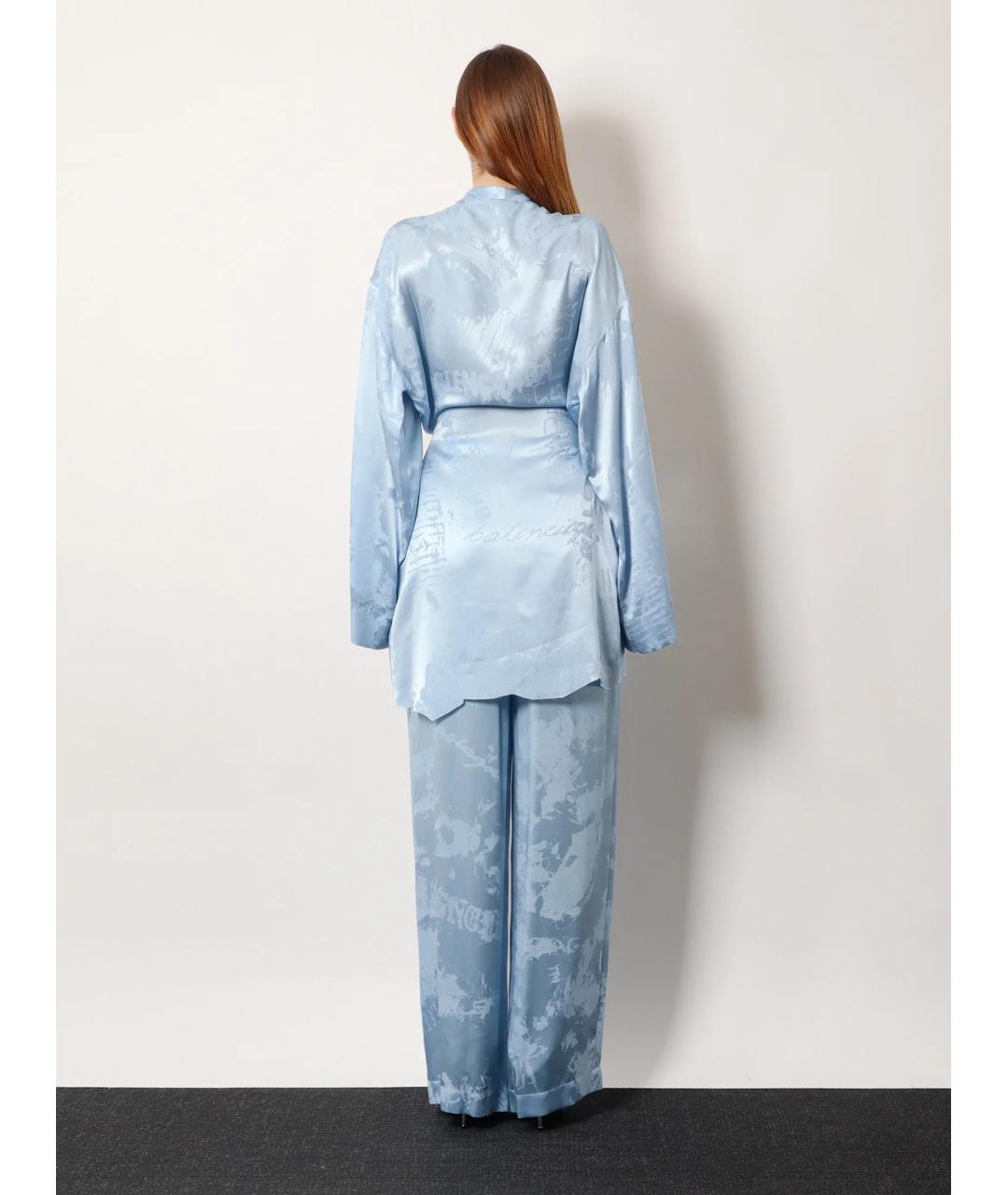 BALENCIAGA Голубое шелковое коктейльное платье, фото 3