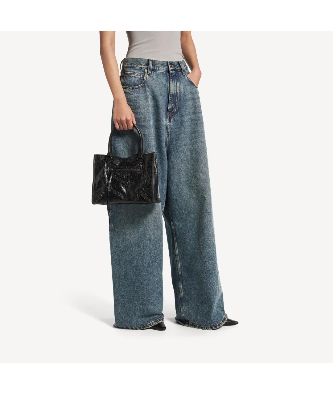 BALENCIAGA Черная кожаная сумка тоут, фото 8