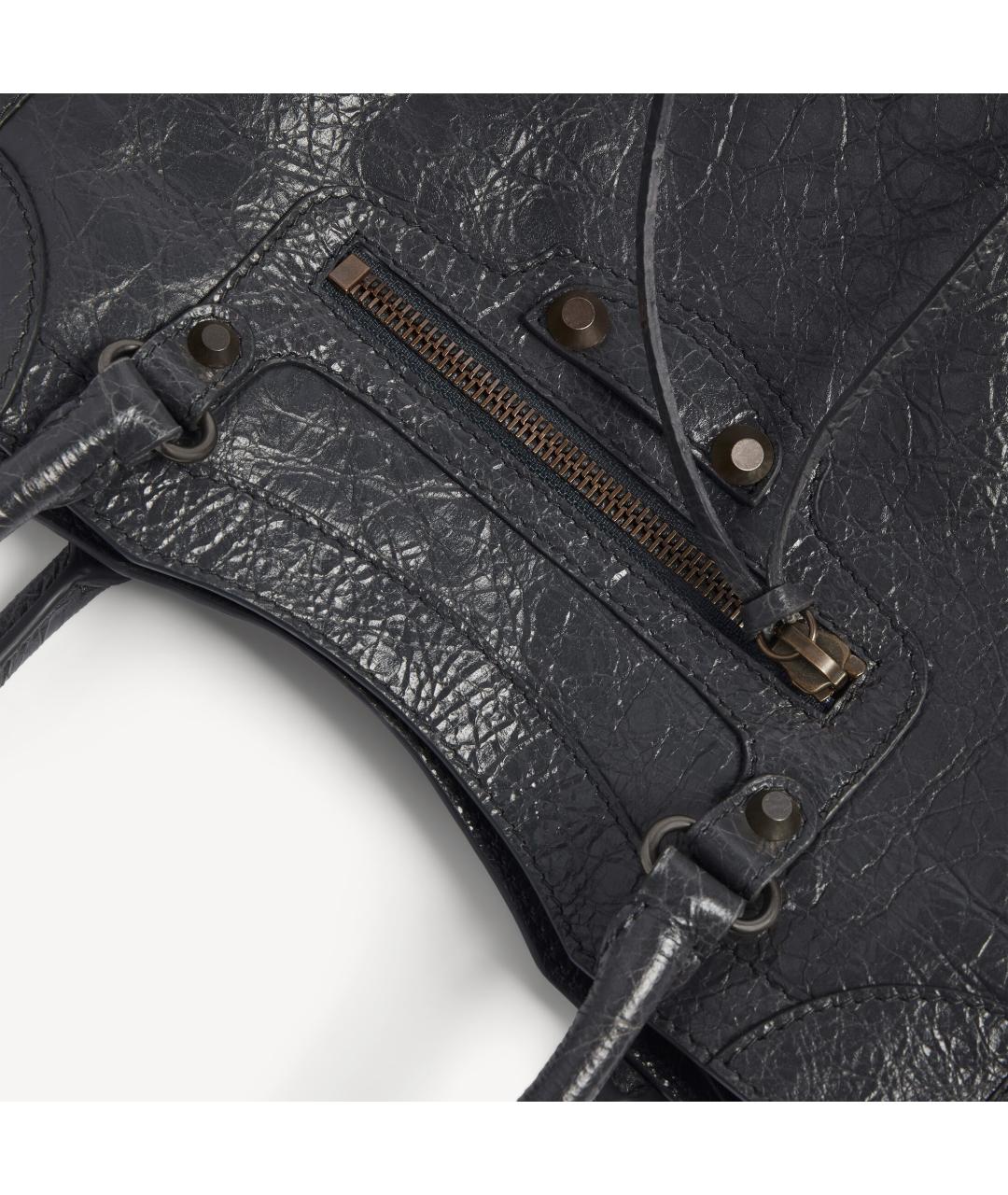 BALENCIAGA Черная кожаная сумка тоут, фото 6