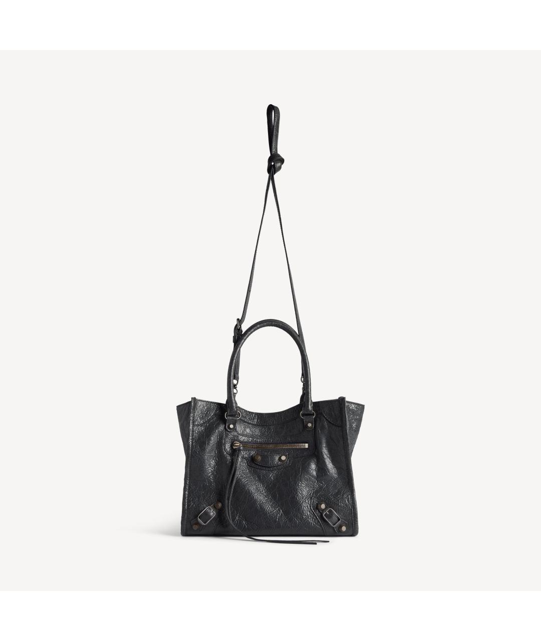 BALENCIAGA Черная кожаная сумка тоут, фото 4