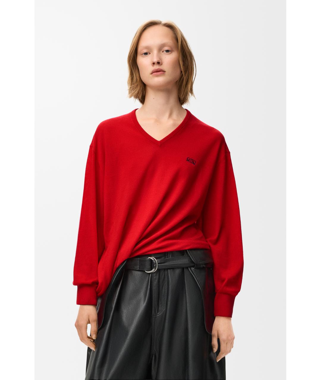 LOEWE Красный шерстяной джемпер / свитер, фото 3