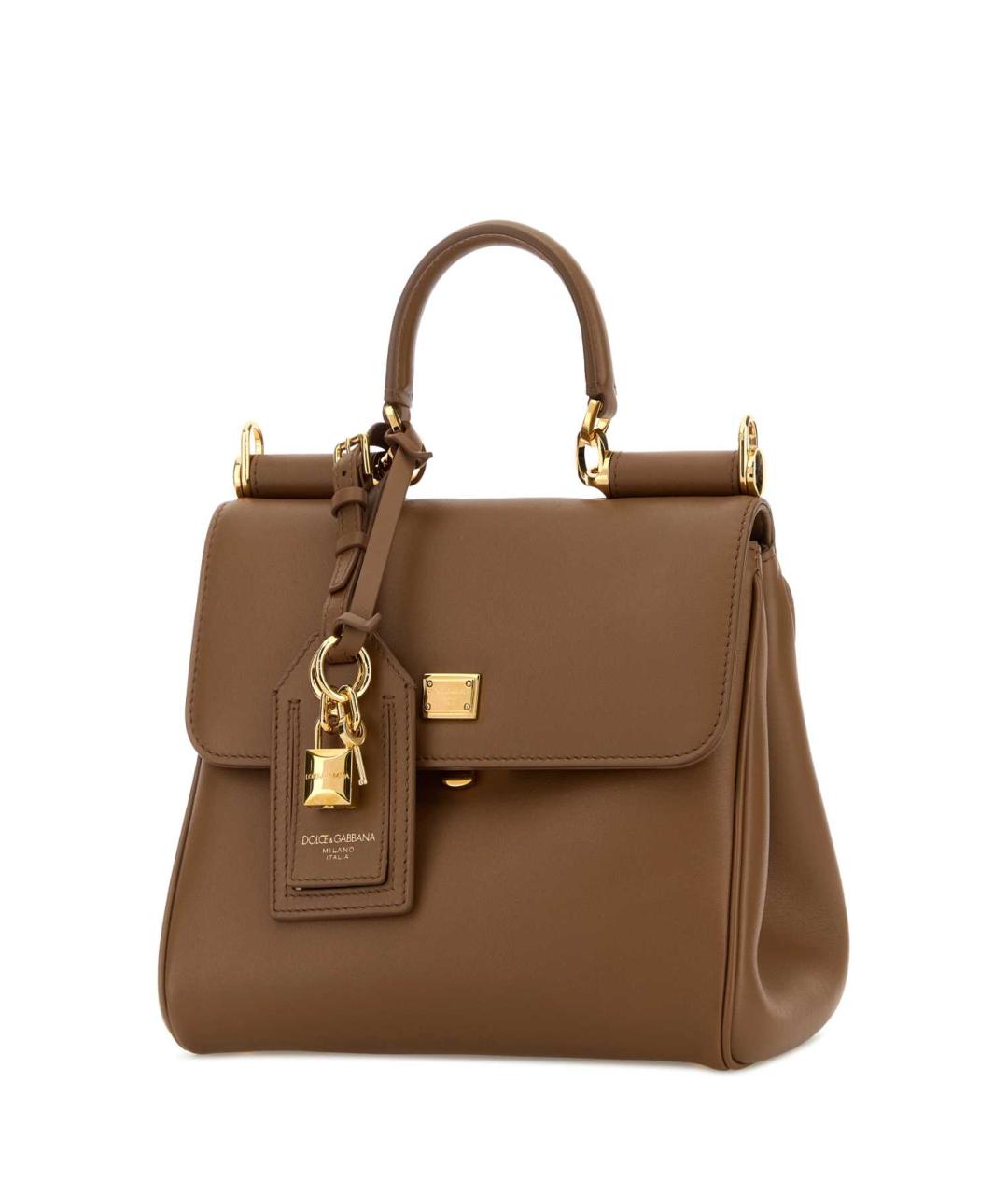 DOLCE&GABBANA Коричневая кожаная сумка тоут, фото 2