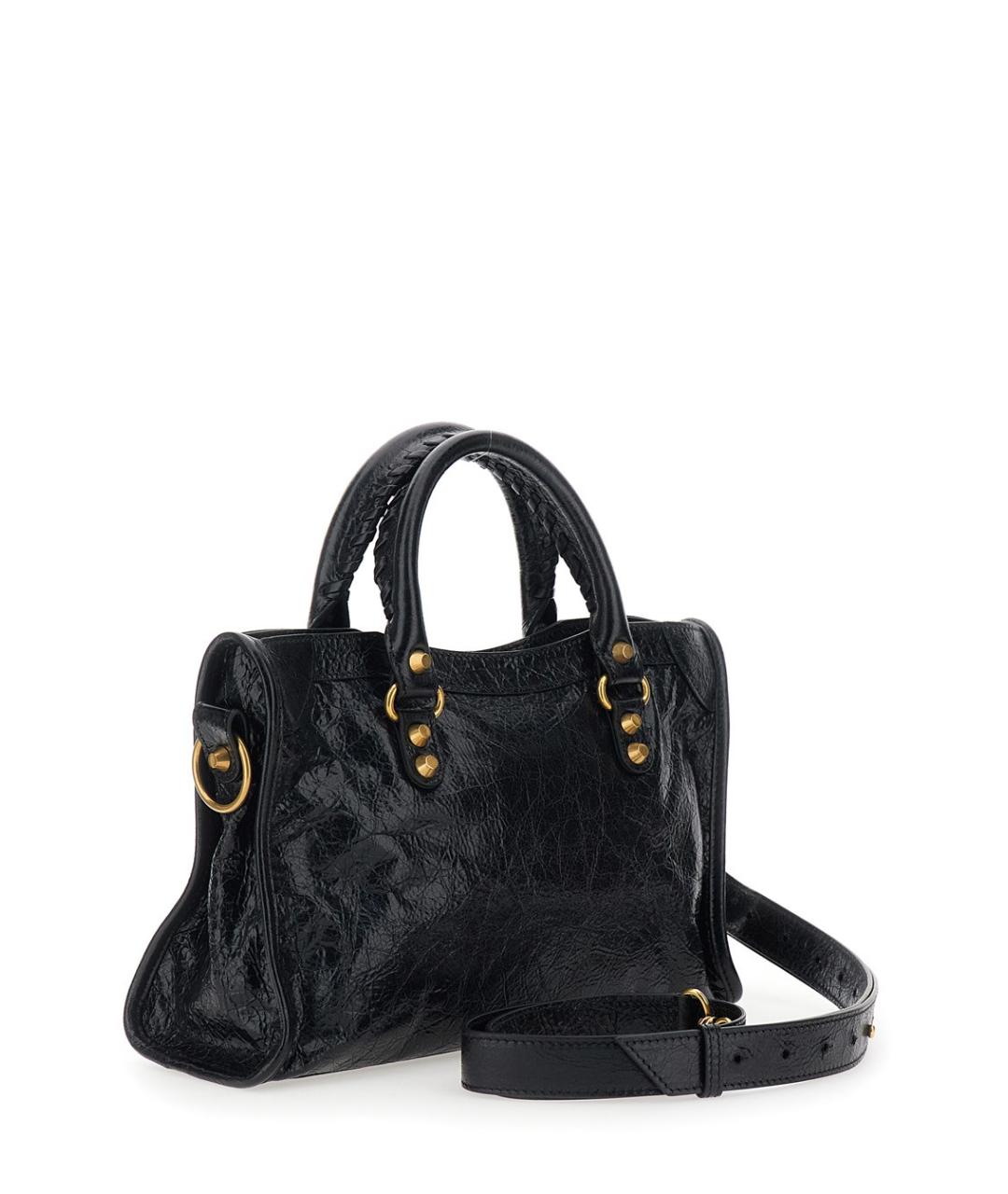 BALENCIAGA Черная кожаная сумка тоут, фото 3