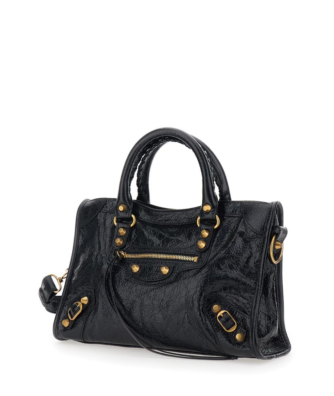 BALENCIAGA Черная кожаная сумка тоут, фото 2