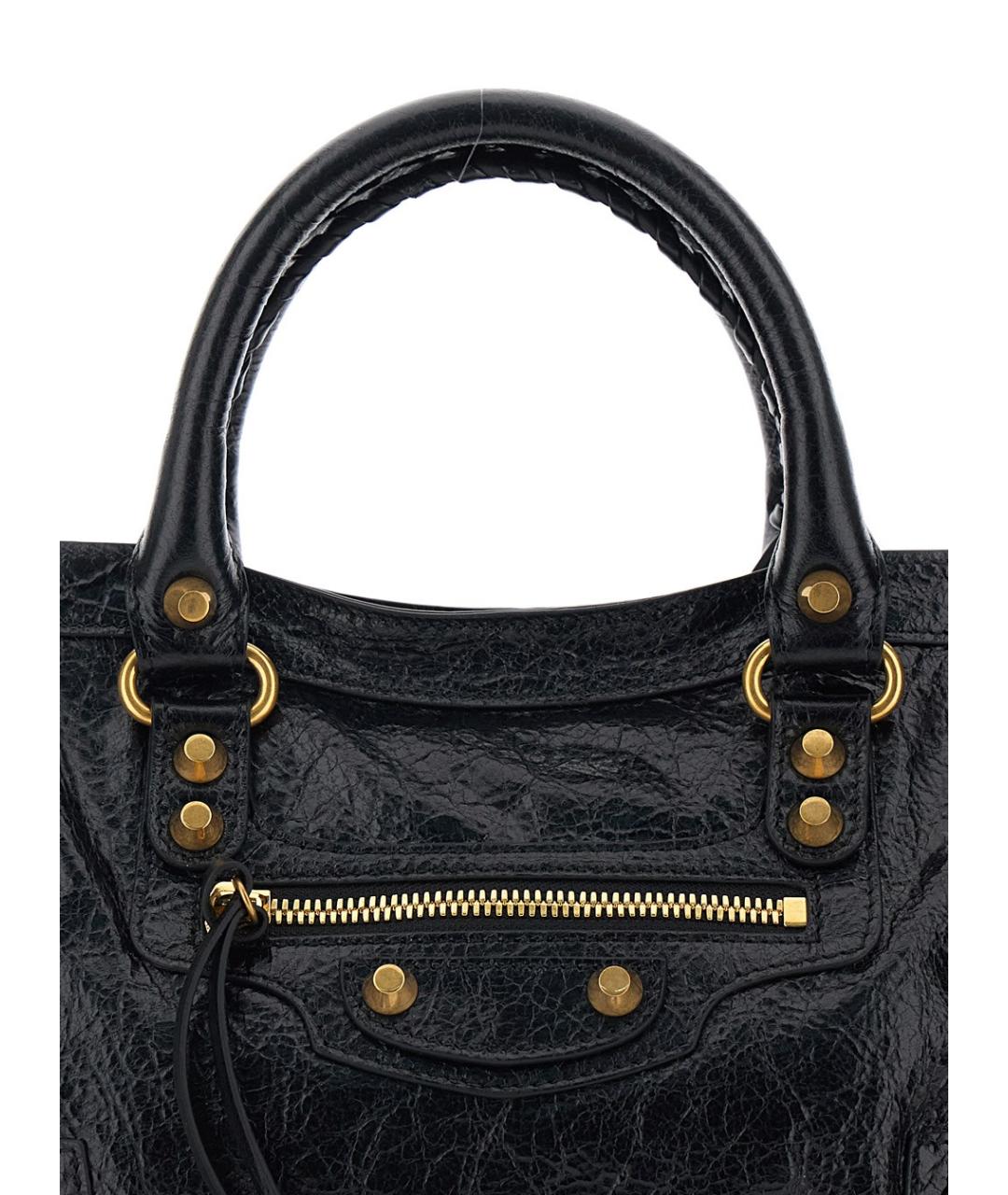 BALENCIAGA Черная кожаная сумка тоут, фото 5