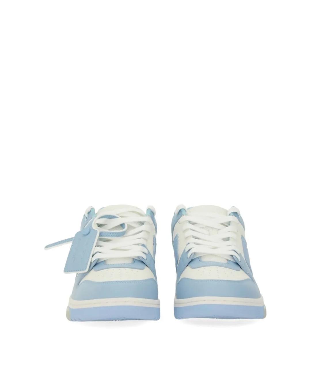 OFF-WHITE Голубые кожаные низкие кроссовки / кеды, фото 3