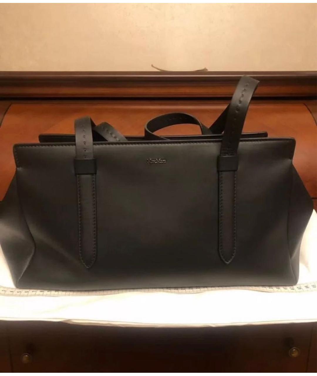 MAX MARA Черная кожаная сумка тоут, фото 8