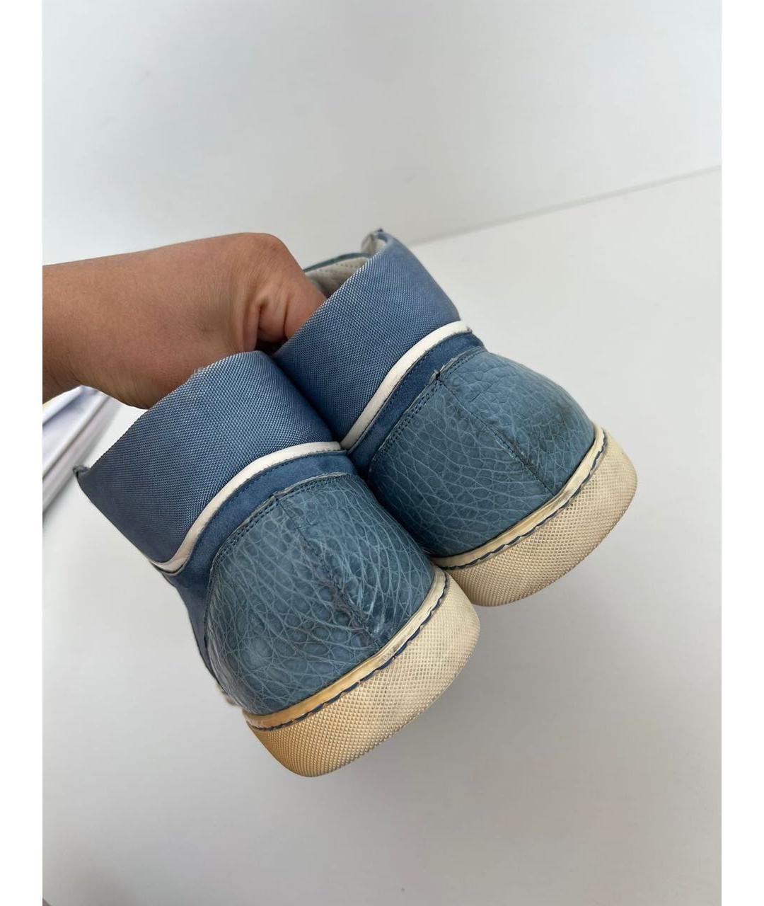 ZILLI Голубые кожаные высокие кроссовки / кеды, фото 3