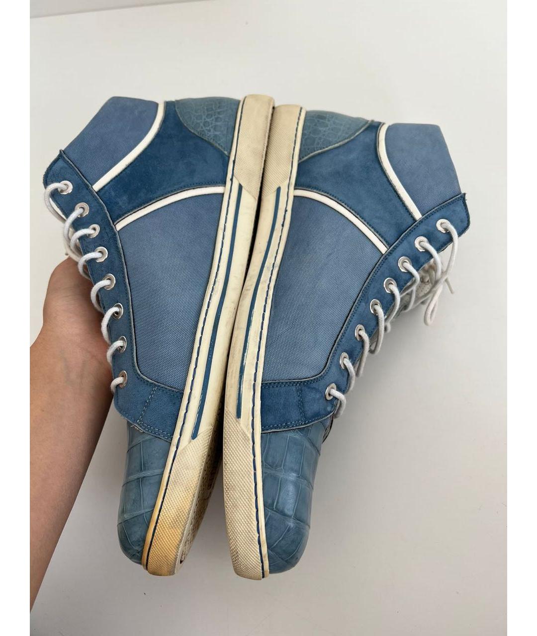 ZILLI Голубые кожаные высокие кроссовки / кеды, фото 5