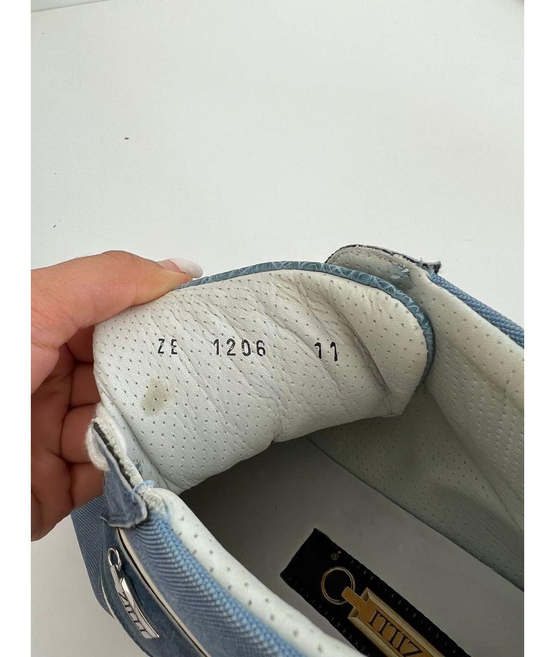 ZILLI Голубые кожаные высокие кроссовки / кеды, фото 6