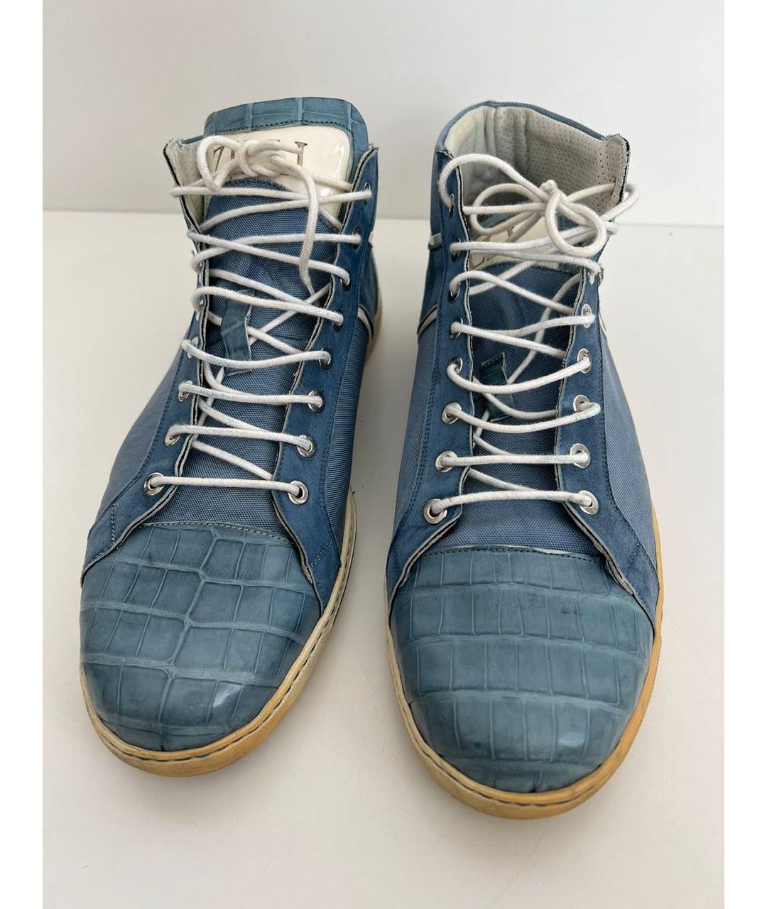 ZILLI Голубые кожаные высокие кроссовки / кеды, фото 2