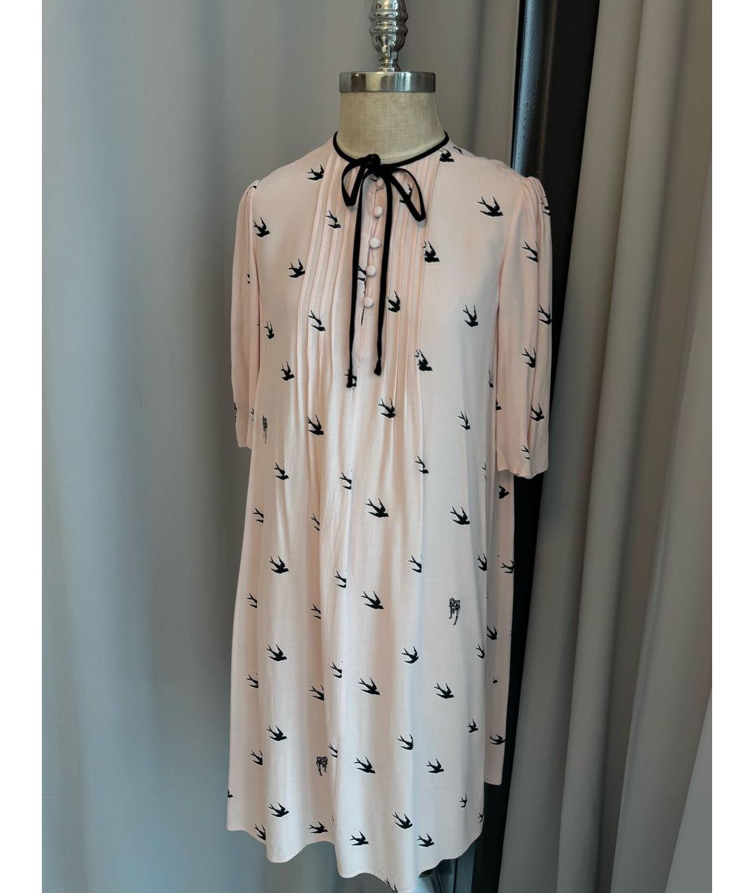 ALEXANDER MCQUEEN Розовое вискозное повседневное платье, фото 5