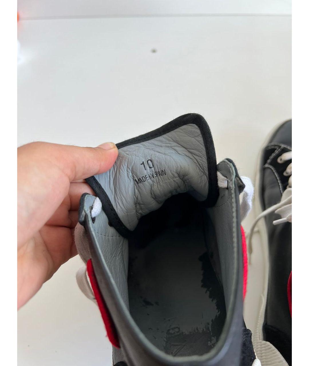 LANVIN Черные кожаные высокие кроссовки / кеды, фото 5