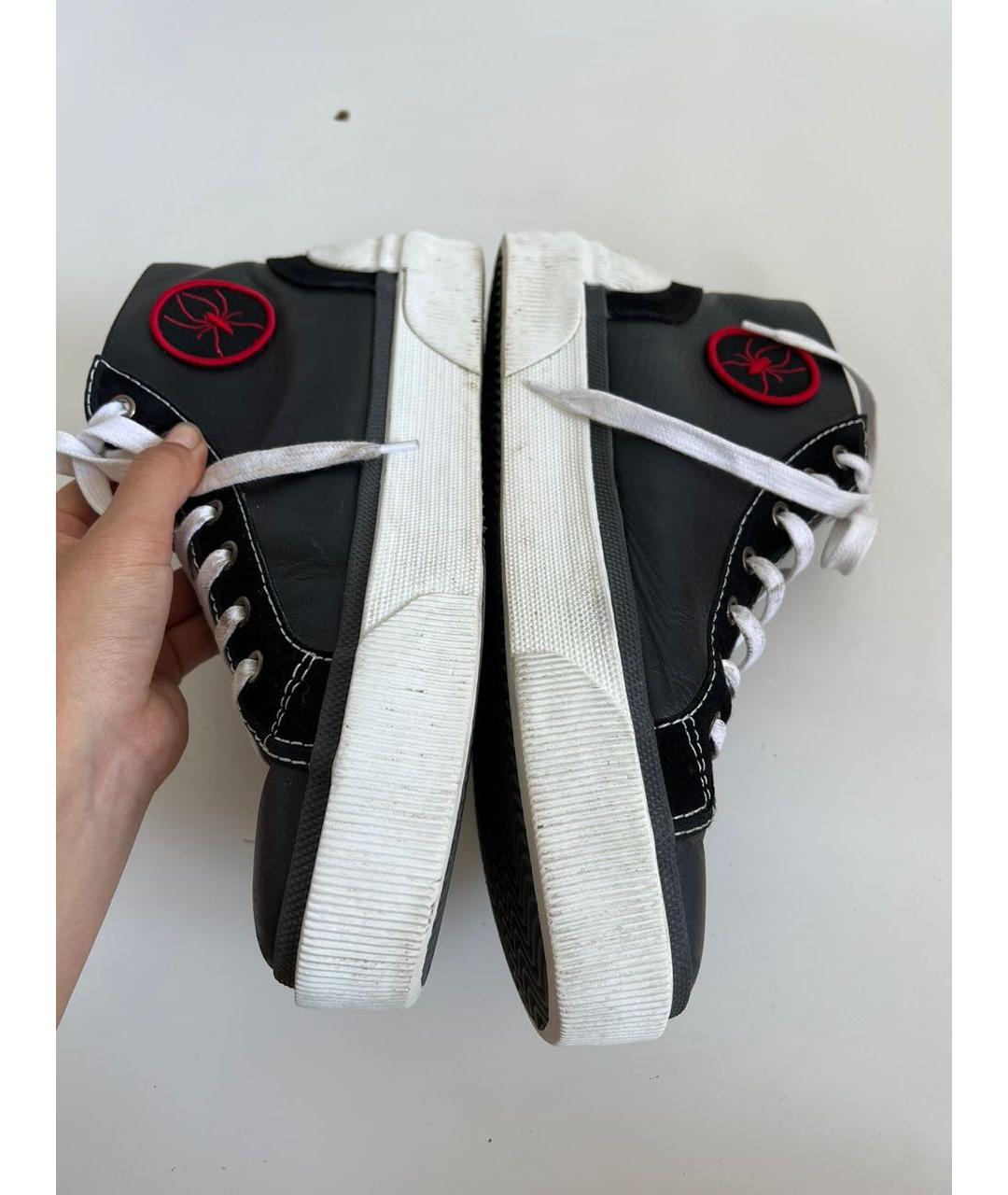 LANVIN Черные кожаные высокие кроссовки / кеды, фото 8