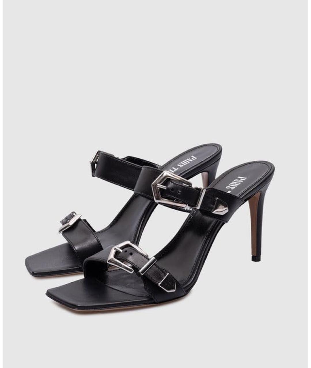 PARIS TEXAS Черные кожаные босоножки, фото 2