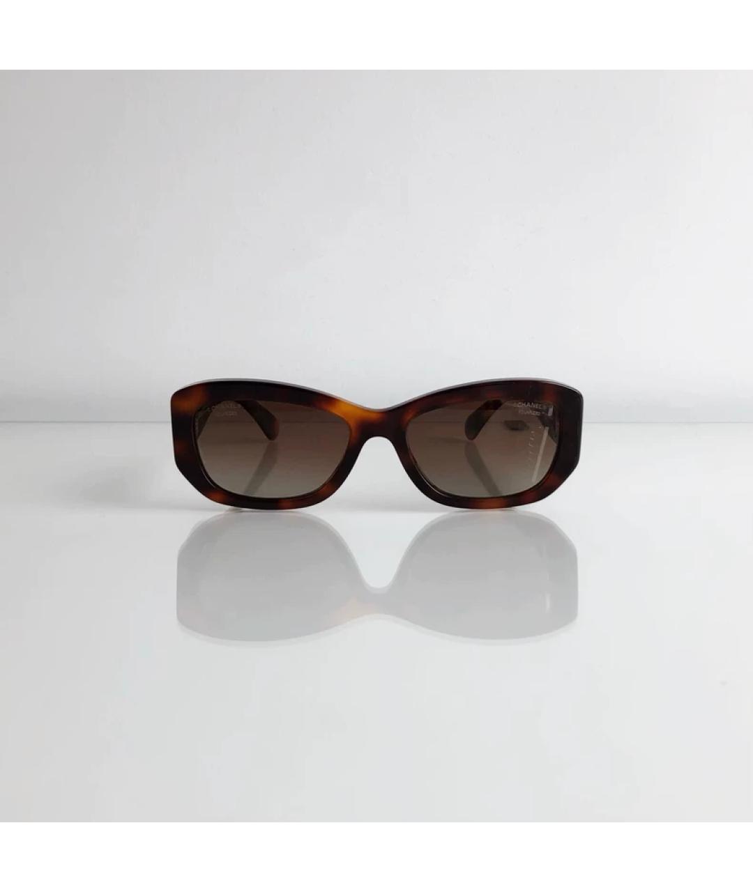CHANEL Коричневые пластиковые солнцезащитные очки, фото 6