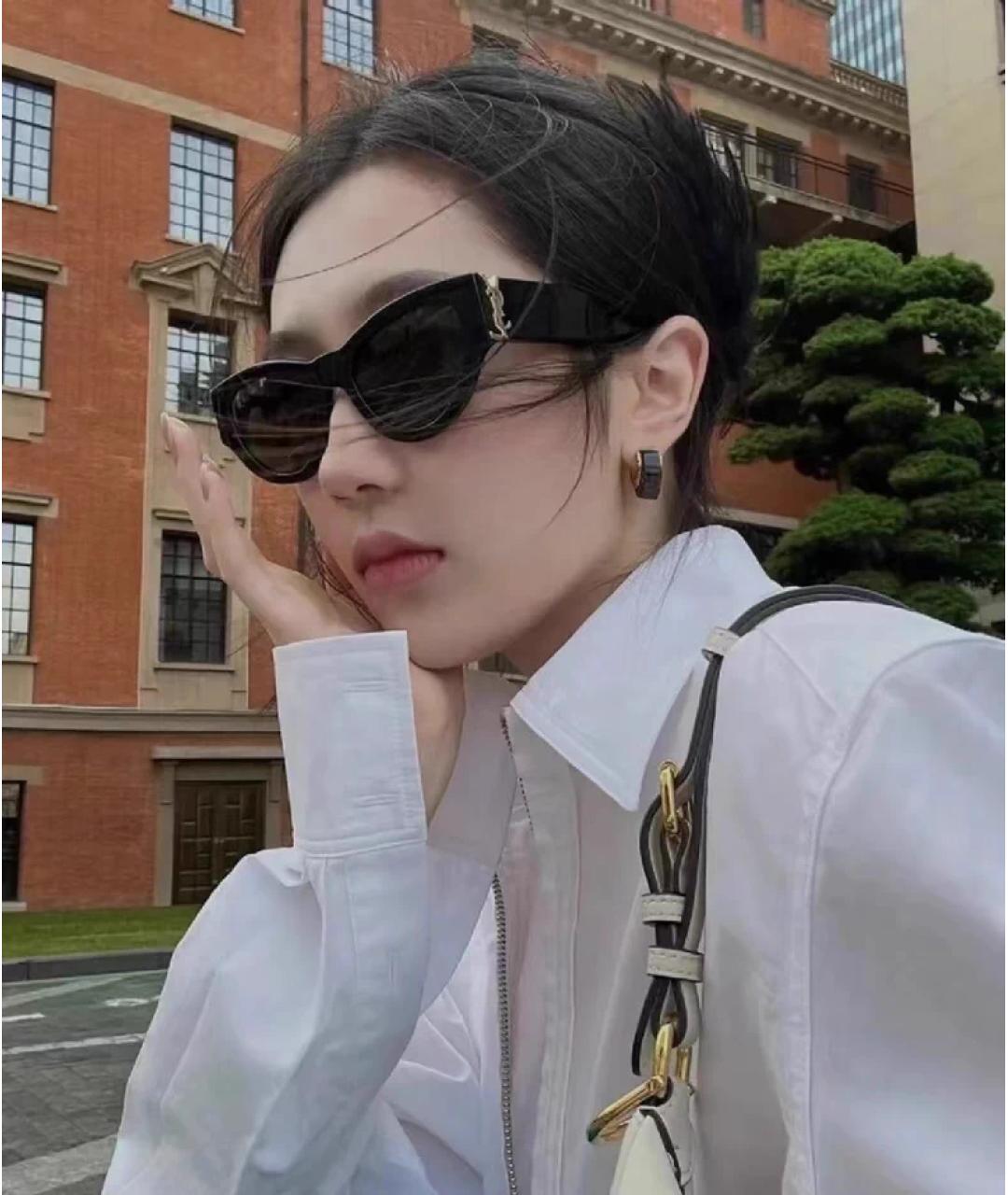 SAINT LAURENT Черные пластиковые солнцезащитные очки, фото 5