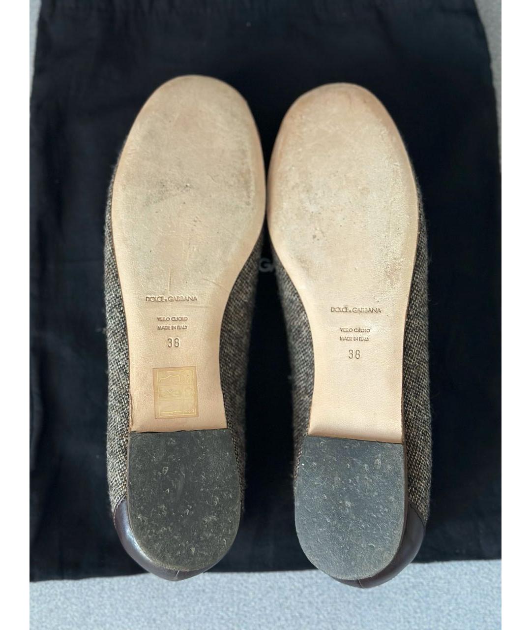 DOLCE&GABBANA Коричневые текстильные балетки, фото 8