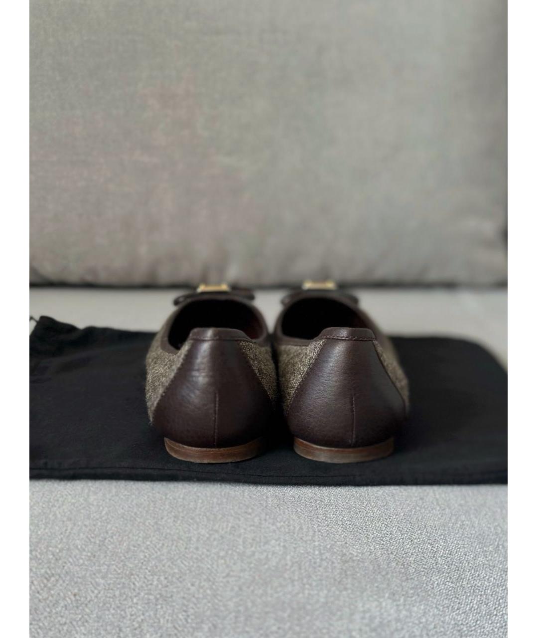 DOLCE&GABBANA Коричневые текстильные балетки, фото 5