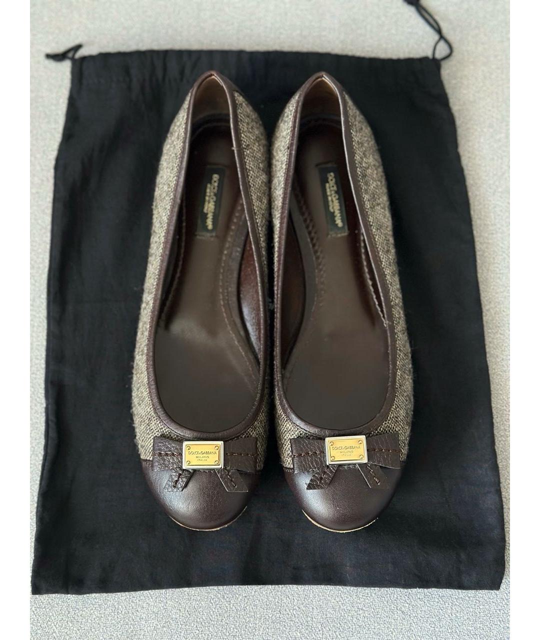 DOLCE&GABBANA Коричневые текстильные балетки, фото 6