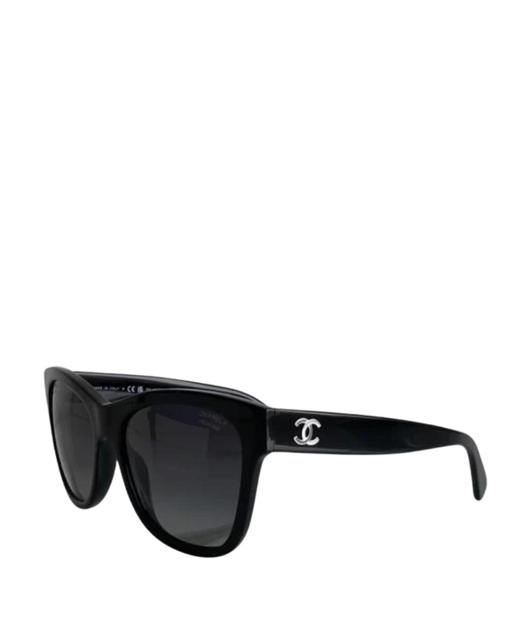 CHANEL Черные пластиковые солнцезащитные очки, фото 1