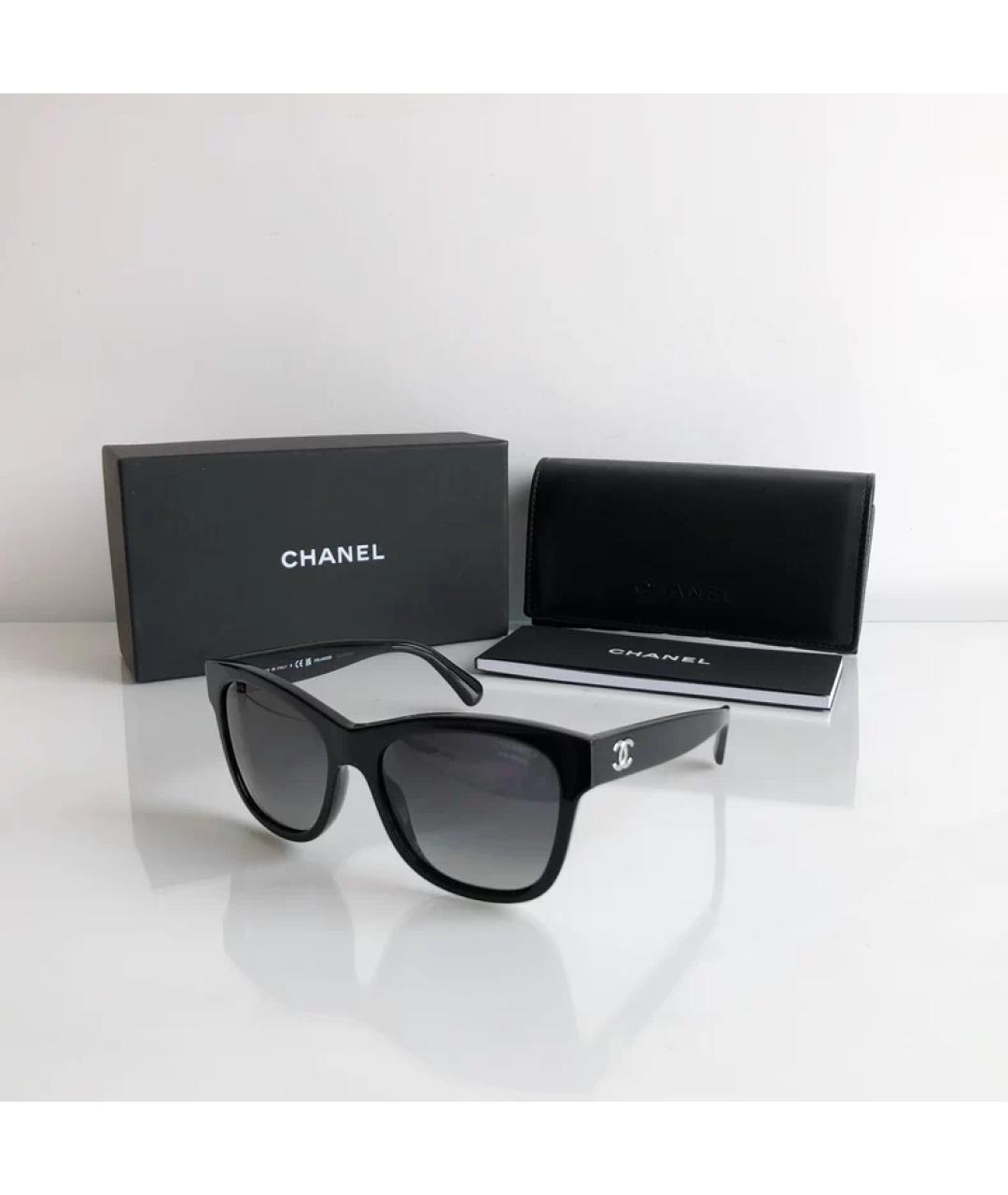 CHANEL Черные пластиковые солнцезащитные очки, фото 6